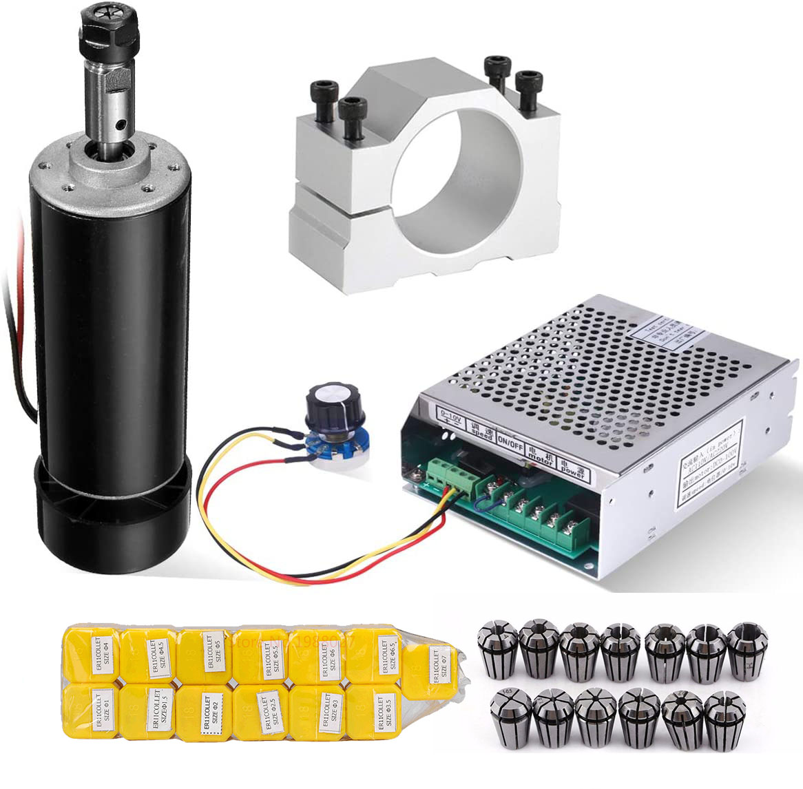 Power Supply 500W - 0.5kw แกนระบายความร้อนด้วยอากาศ 500W แกนมอเตอร์ ER11 Chuck