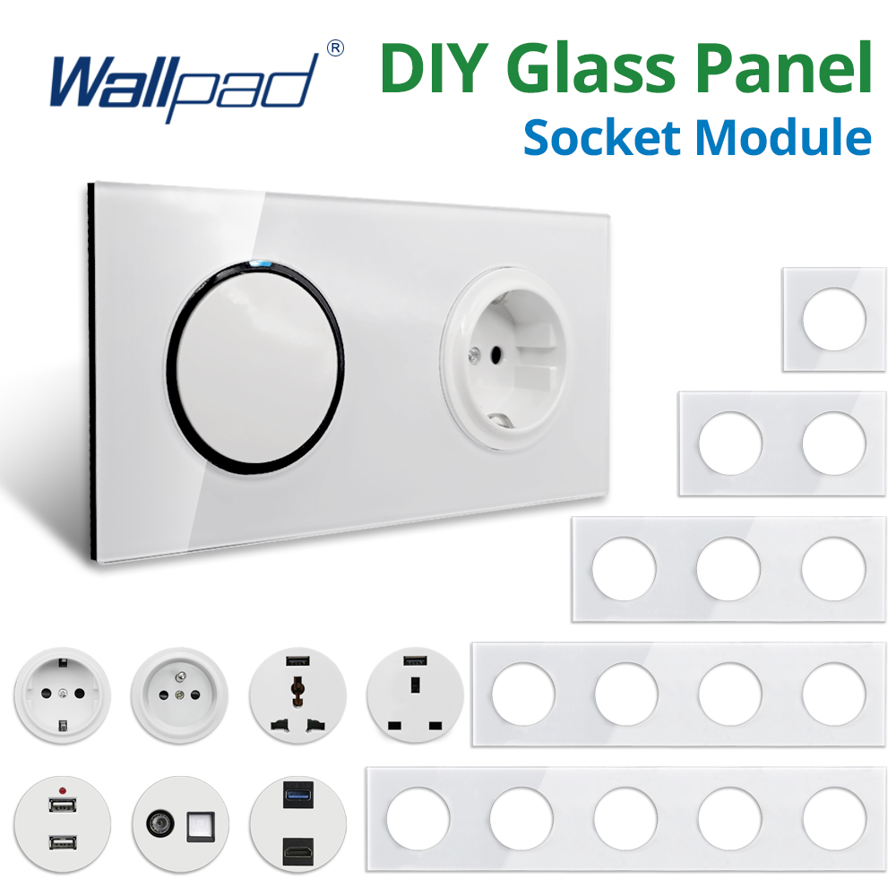 Modular Power Supply - Wallpad DIY โมดูลแผงกระจกสีขาว Wall Power Socket